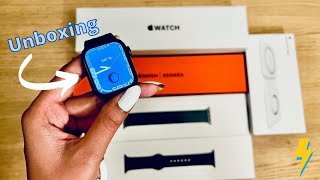 Apple watch series 7 Unboxing  Titanium Space Black 41mm [upl. by Wolliw]