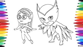 PJ MASKS COLORING PAGES FOR KIDS  AMAYA TRANSFORMS INTO OWLETTE  ART COLOURS FOR CHILDREN [upl. by Campagna143]