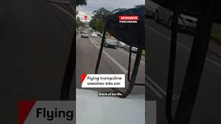 Flying trampoline hits car in Punchbowl Sydney [upl. by Analla]