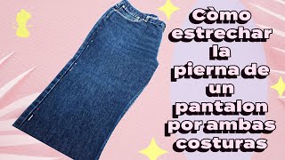 Cómo estrechar la pierna de un pantalón vaquero por ambas costuras [upl. by Sulokcin]