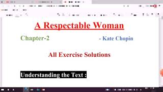 Class 12 Short stories quotA Respectable Womanquot Complete Exercise Questions Full Solution TEK ASHOK [upl. by Briano756]