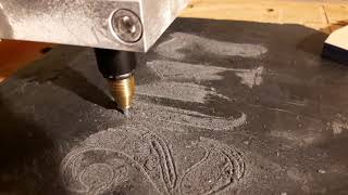 DIY CNC Router engrave slate  Schieferplatte gravieren CNC Fräse Eigenbau [upl. by Warrenne]