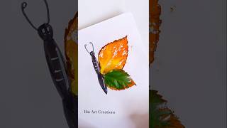 Butterfly painting with Leaf 😱🍃shorts painting art paintinghacks song bmartcreations drawing [upl. by Dnaltroc194]