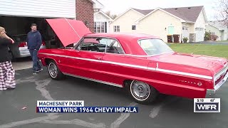 Machesney Park woman wins 1964 Chevy Impala from Rosati’s Pizza nationwide contest [upl. by Horatius]