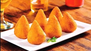 COXINHA DE FRANGO CROCANTE E SEQUINHA SEM MOLHO DE TOMATE SEM REQUEIJÃO E EMPANADA NO TRIGO [upl. by Milas228]