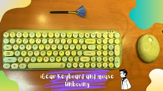 iGear Keybee retro typewriter keyboard mouse unboxing  Green colour [upl. by Enilarac]