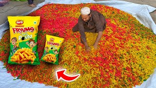 Amazing Process of Making Popular Snacks  Fryums Gold Finger Snacks Making  Mega Food Factory [upl. by Dela]