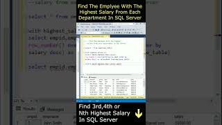 Get Employee Highest Max Salary From Each Department sqlserver [upl. by Rora864]