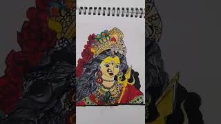 Coming soon🤩🤩 jai maa durga 🙏🙏❤️❤️❤️❤️ Durga maa face  drawing mandala artshortsshorts [upl. by Dranreb231]