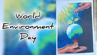 2024 World environment day 5h June world environment day oil pastel easy drawing drawing [upl. by Elkraps]