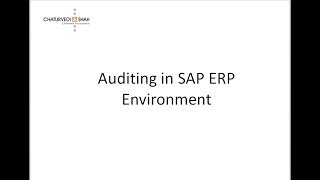 Detailed Training on Auditing in SAP ERP Environment [upl. by Drapehs]