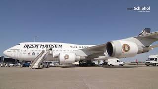 Ed Force One of Iron Maiden arrives at Schiphol [upl. by Ruhtua]