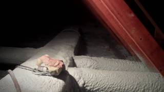 Air Sealing an attic floor with duct work  The Home Energy Detective [upl. by Karame]