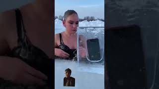 snow frozen funny mermaid ice water challenge icequeen winter duet [upl. by Kaltman]