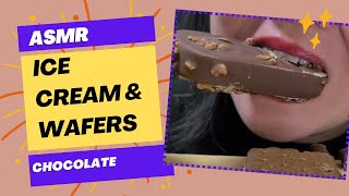 ASMR Eating Ice Cream and Wafer Rolls  Chocolate [upl. by Ibed]