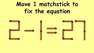 2127 turn this wrong equation into correct  Match stick puzzle 340  Puzzles with Answer [upl. by Rad102]