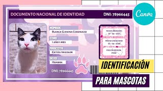 ✔ ¿Cómo crear un DNI para mi mascota  TUTORIAL EN CANVA 😽🐠🐶 [upl. by Matheson361]