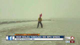 Man walks through 100 mph winds [upl. by Chloette979]