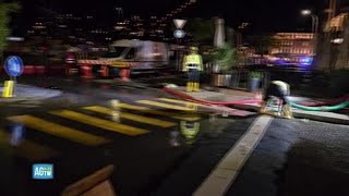 Lago di Como esondato Protezione Civile e Vigili del fuoco al lavoro senza sosta anche di notte [upl. by Annuaerb]