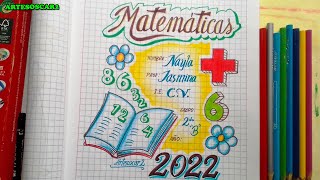 CARATULA DE MATEMATICAS 2022  Portadas  covers [upl. by Vasta19]