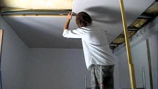 how to put a plasterboard ceiling up on your own at height [upl. by Grory148]