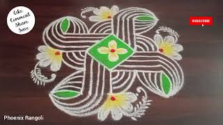 55 Naer Pulli Padi Kolam Apartment Rangoli fridaykolam pullikolam everydayrangoli [upl. by Nannoc]