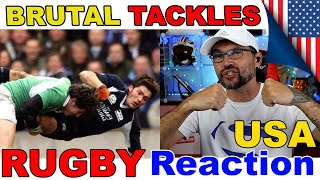 American Reacting to Brutal RUGBY Tackles amp Big Hits [upl. by Petey]