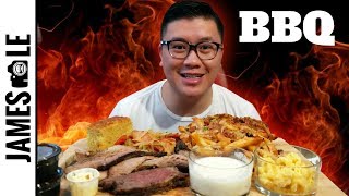 AMERICAN BBQ MUKBANG  RIBS BRISKET TRI TIP amp PULLED PORK [upl. by Ahcurb564]