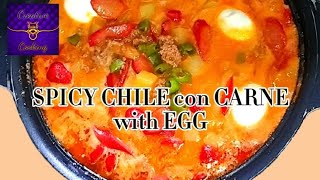 SPICY SAUCY CHILI con CARNE with EGG❗🌶️🥩🥚Kaldereta Style❗ [upl. by Leribag]