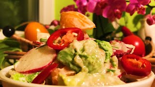 Chives Radish Avocado Radicchio Romaine Salad with Garlic Cashew Dressing  Take 3 [upl. by Arramahs978]