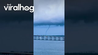 Waterspout Towers Above Key Biscayne Florida  ViralHog [upl. by Llehcim70]