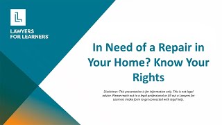 Rental Housing Basics Tenant Repair Rights [upl. by Adamo738]