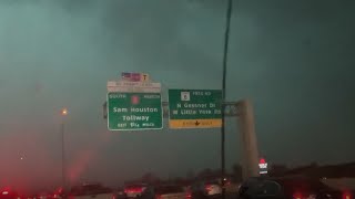 Houston Texas Drivers face severe thunderstorm with 100 MPH winds amp torrential rain [upl. by Glynn432]