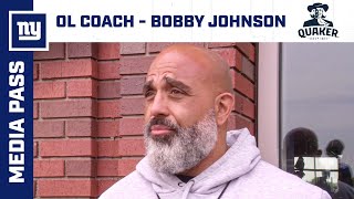 OL Coach Bobby Johnson talks Evan Neals Work Ethic  New York Giants [upl. by Ahseram]