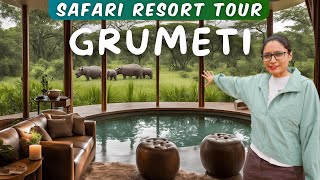 Safari Resort with HIPPOs Around Grumeti River Lodge [upl. by Grady816]