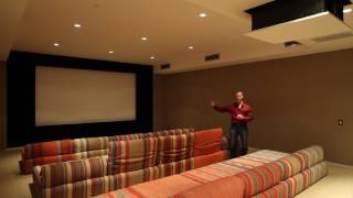 Custom Home Theater with drop down projector screen masking and home automation tie in [upl. by Neyr]