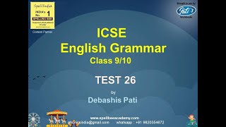 TEST 26  Question Type ii  How to Prepare for ICSE English Language  Grammar  Class 10 [upl. by Aidualc]