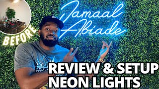 DIY NEON SIGN AND GRASS WALL  2023 Amazon NEON SIGN Setup amp Review [upl. by Silverman907]