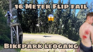 Bikepark Leogang 2023  16 Meter Backflip Fail Hot shots [upl. by Kablesh]