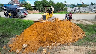 Start Open New Project Landfill by KOMATSU D31P Bulldozer with Dump Truck 5Ton [upl. by Tami]