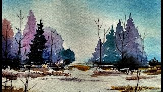 Watercolor Landscape Tutorial  How to paint a watercolor landscape  Paint with david [upl. by Halullat]