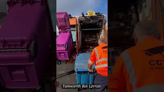 Bin lorry tipping paper and card out of purple bins in Tamworth [upl. by Coe169]