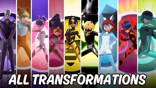 Miraculous Ladybug All Transformations  Season 1 To 5  Tales of Ladybug And Cat Noir [upl. by Aleece224]