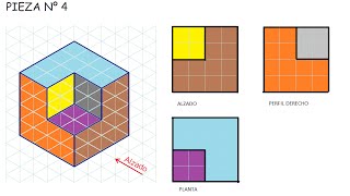 Alzado planta y perfil de una pieza E4 vistas dibujo tecnico de un objeto [upl. by Storm]