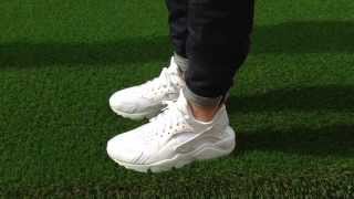 Nike Air Huarache Pure PlatinumTriple White HD ReviewOn Foot [upl. by Inasah]