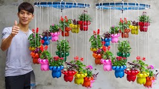 Plastic Bottles Recycle To Make Spiral Hanging Flower Pots For Garden  Vertical Garden [upl. by Erreip]