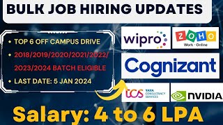 Bulk Hiring Update  Wipro Nvidia Cognizant ZOHO TCS  Multiple off Campus drive  202423222120 [upl. by Irol]