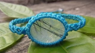 How to make a macrame knot handmade bracelet Wrapped black rutilated quartz stone pendant [upl. by Lednik]