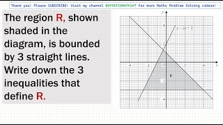 Inequalities  Graph  Equation of a line Find Inequality that defines a Region  GCSE  IGCSE [upl. by Airotna]