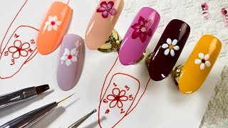 Dibujar FÁCIL Flores en tus Uñas 2020  flores básicas para uñas  diseños de flores para tus uñas [upl. by Frankel509]